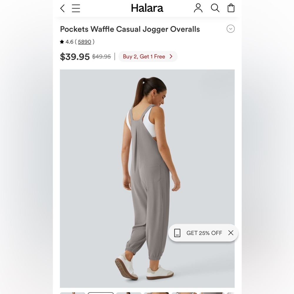 Halara Overalls VIRAL Small NWT- Pockets Waffle Casual Jogger MSRP $49.95 - Picture 2 of 5